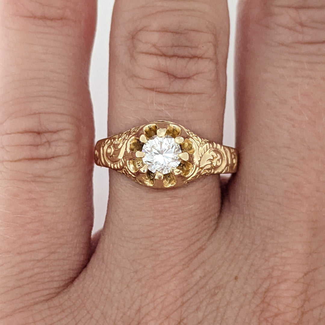 14K .40 CARAT TOTAL SI2 H DIAMOND ROUND BELCHER ESTATE RING 3.9 GRAMS