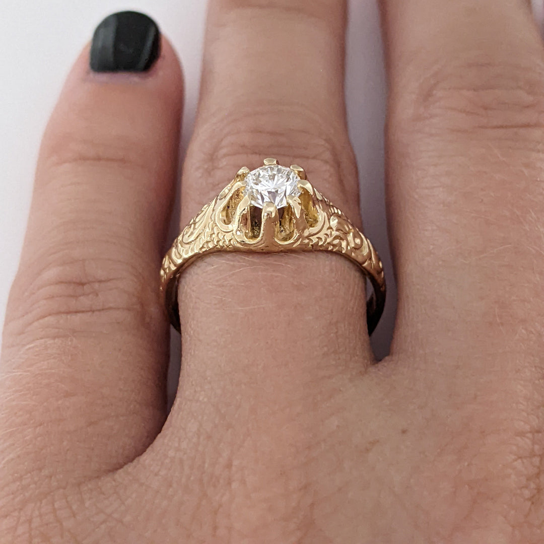 14K .40 CARAT TOTAL SI2 H DIAMOND ROUND BELCHER ESTATE RING 3.9 GRAMS