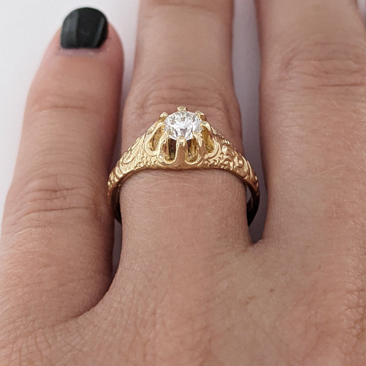 14K .40 CARAT TOTAL SI2 H DIAMOND ROUND BELCHER ESTATE RING 3.9 GRAMS