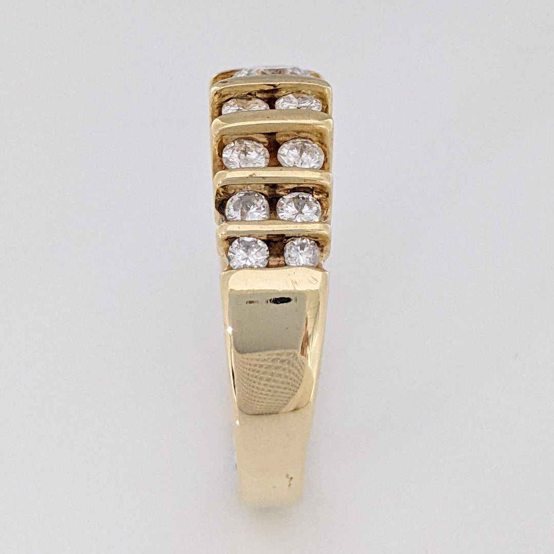 14K 1.19 CARAT TOTAL WEIGHT SI2-I1 H DIAMOND ROUND (17) ESTATE BAR SET RING 5.7 GRAMS