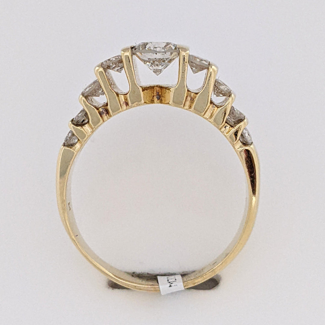 14K 1.19 CARAT TOTAL WEIGHT SI2-I1 H DIAMOND ROUND (17) ESTATE BAR SET RING 5.7 GRAMS
