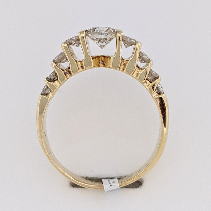 14K 1.19 CARAT TOTAL WEIGHT SI2-I1 H DIAMOND ROUND (17) ESTATE BAR SET RING 5.7 GRAMS