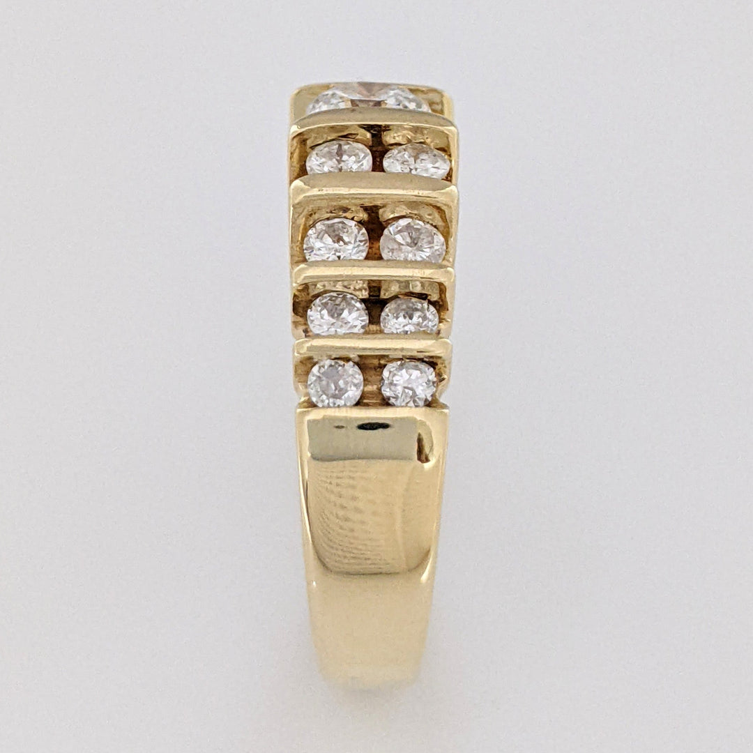 14K 1.19 CARAT TOTAL WEIGHT SI2-I1 H DIAMOND ROUND (17) ESTATE BAR SET RING 5.7 GRAMS