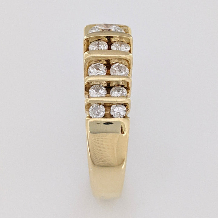 14K 1.19 CARAT TOTAL WEIGHT SI2-I1 H DIAMOND ROUND (17) ESTATE BAR SET RING 5.7 GRAMS
