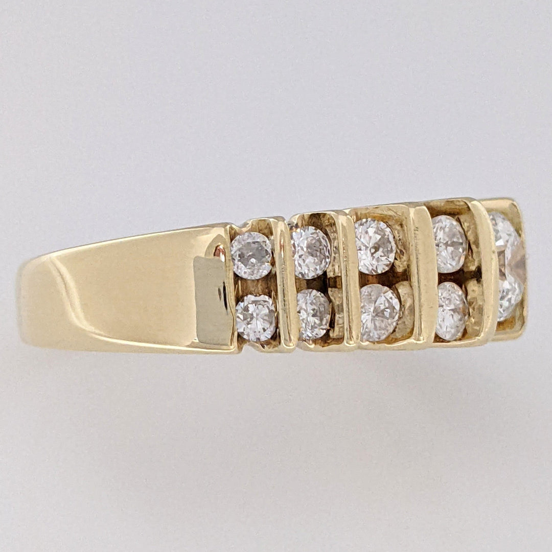 14K 1.19 CARAT TOTAL WEIGHT SI2-I1 H DIAMOND ROUND (17) ESTATE BAR SET RING 5.7 GRAMS