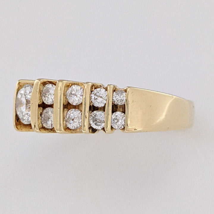 14K 1.19 CARAT TOTAL WEIGHT SI2-I1 H DIAMOND ROUND (17) ESTATE BAR SET RING 5.7 GRAMS