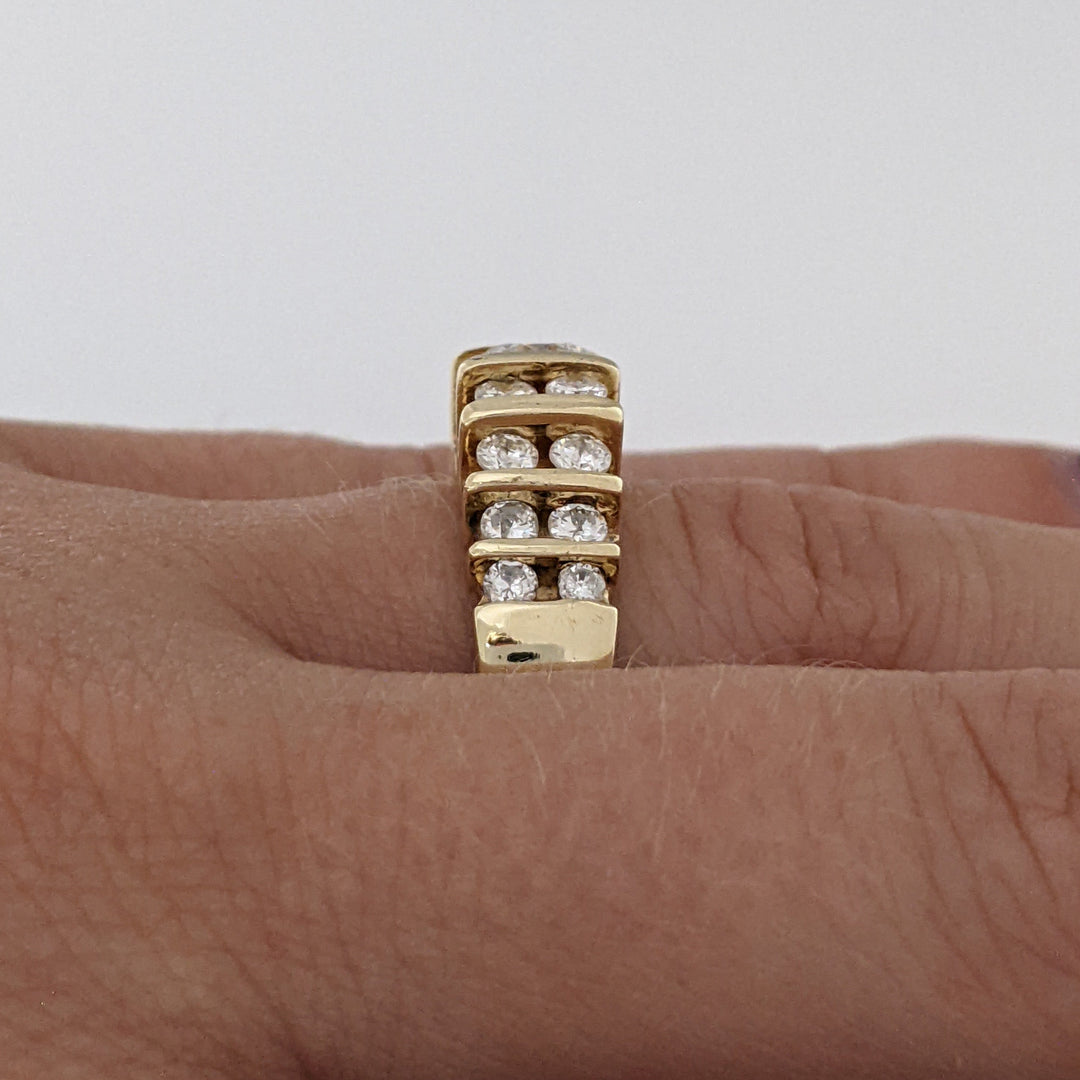 14K 1.19 CARAT TOTAL WEIGHT SI2-I1 H DIAMOND ROUND (17) ESTATE BAR SET RING 5.7 GRAMS