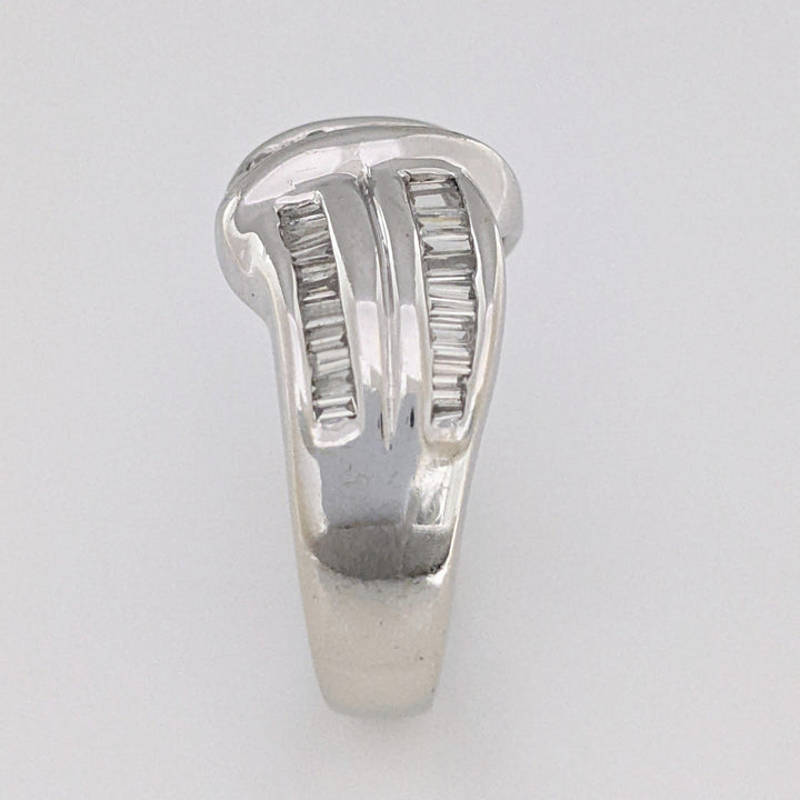 14K WHITE .72 CARAT TOTAL WEIGHT VS2-I1 J DIAMOND ROUND (10) BAGUETTE (42) ESTATE BAND 8.0 GRAMS