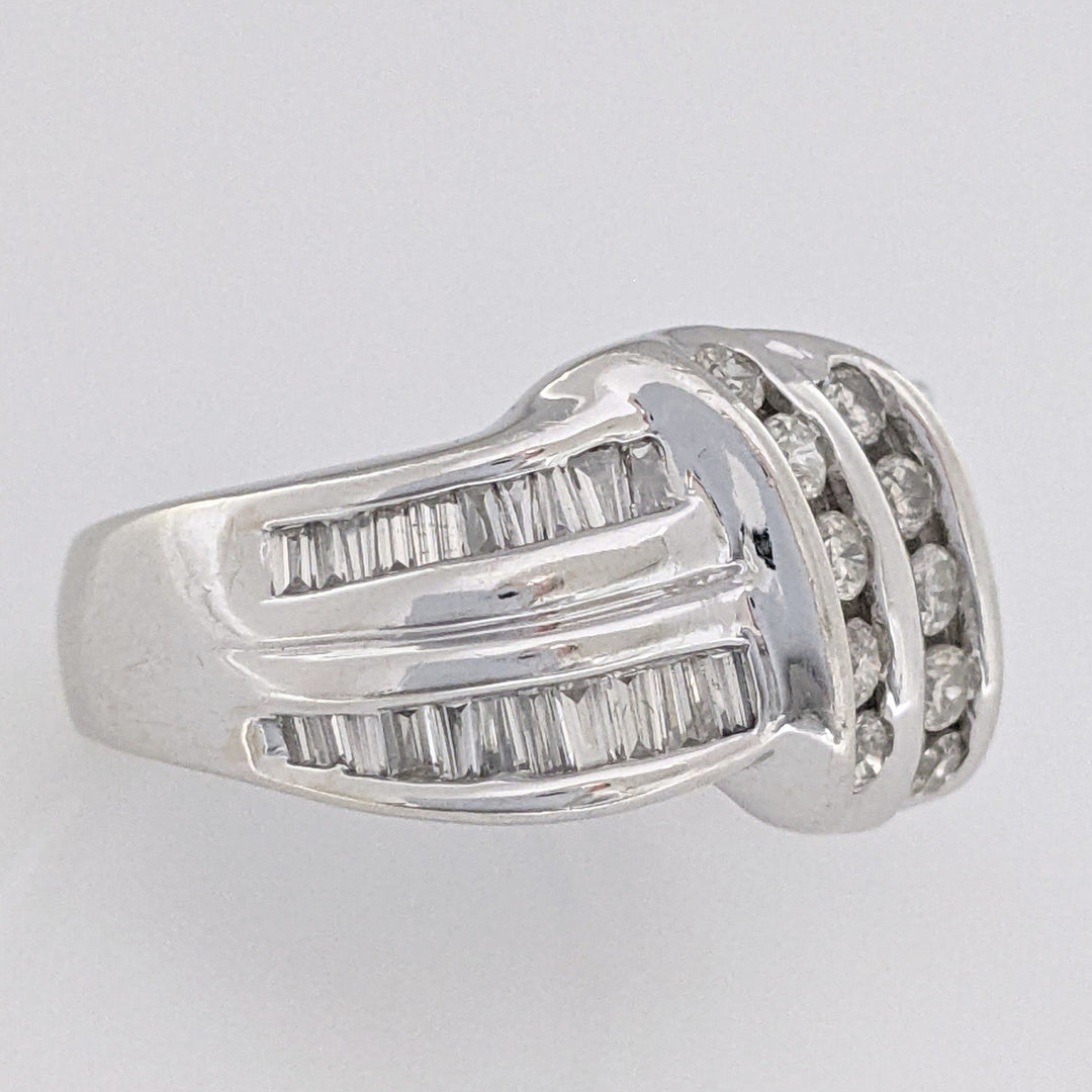 14K WHITE .72 CARAT TOTAL WEIGHT VS2-I1 J DIAMOND ROUND (10) BAGUETTE (42) ESTATE BAND 8.0 GRAMS