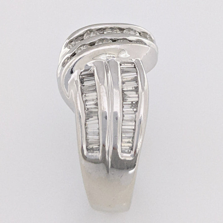 14K WHITE .72 CARAT TOTAL WEIGHT VS2-I1 J DIAMOND ROUND (10) BAGUETTE (42) ESTATE BAND 8.0 GRAMS
