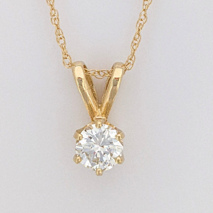 14K .38 CARAT TOTAL SI1 I DIAMOND ROUND (1) ESTATE SOLITAIRE PENDANT & CHAIN 1.2 GRAMS