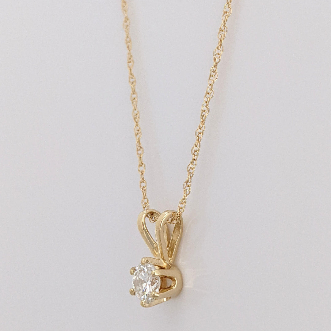 14K .38 CARAT TOTAL SI1 I DIAMOND ROUND (1) ESTATE SOLITAIRE PENDANT & CHAIN 1.2 GRAMS