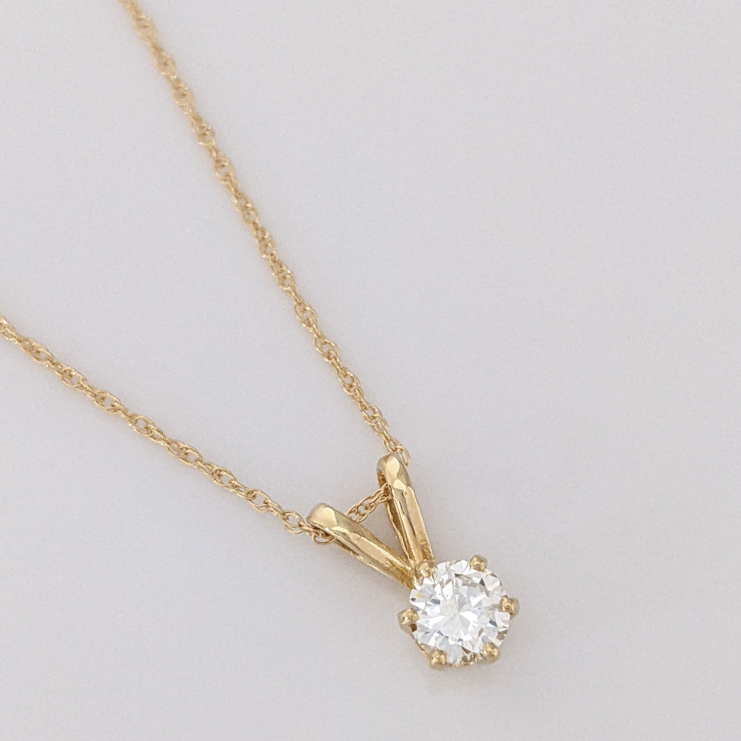 14K .38 CARAT TOTAL SI1 I DIAMOND ROUND (1) ESTATE SOLITAIRE PENDANT & CHAIN 1.2 GRAMS