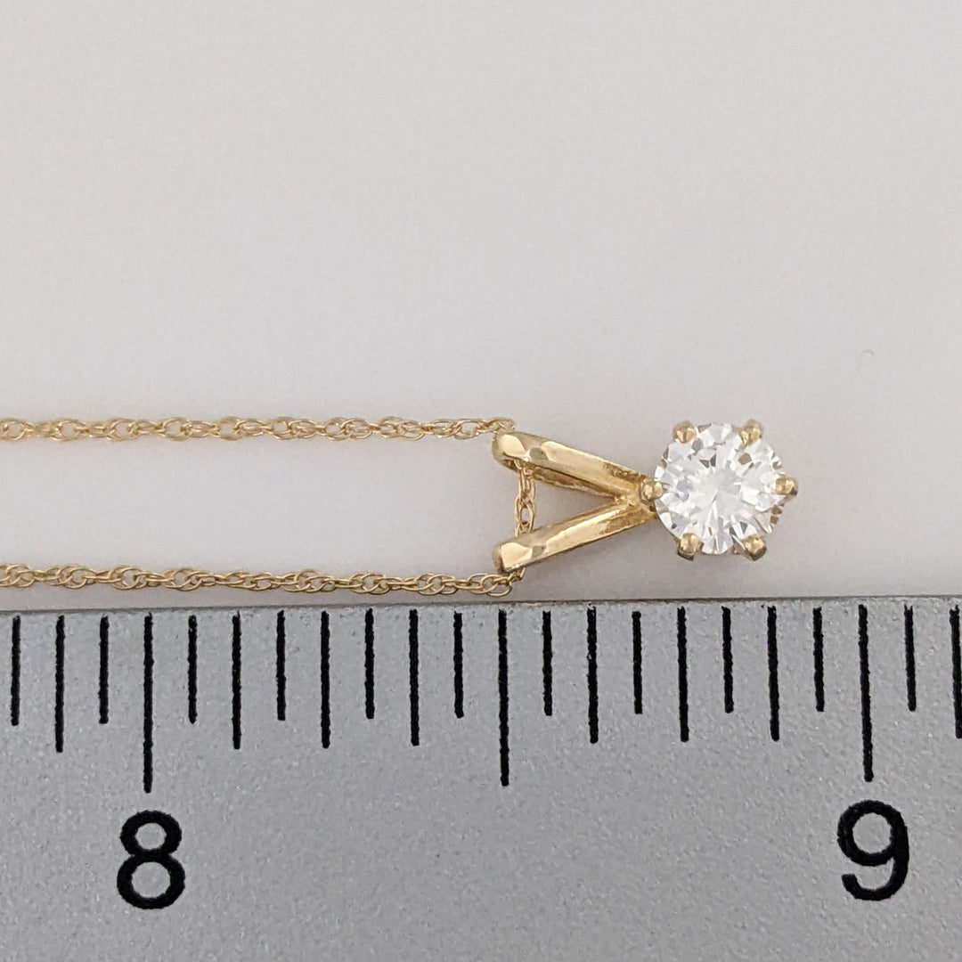 14K .38 CARAT TOTAL SI1 I DIAMOND ROUND (1) ESTATE SOLITAIRE PENDANT & CHAIN 1.2 GRAMS