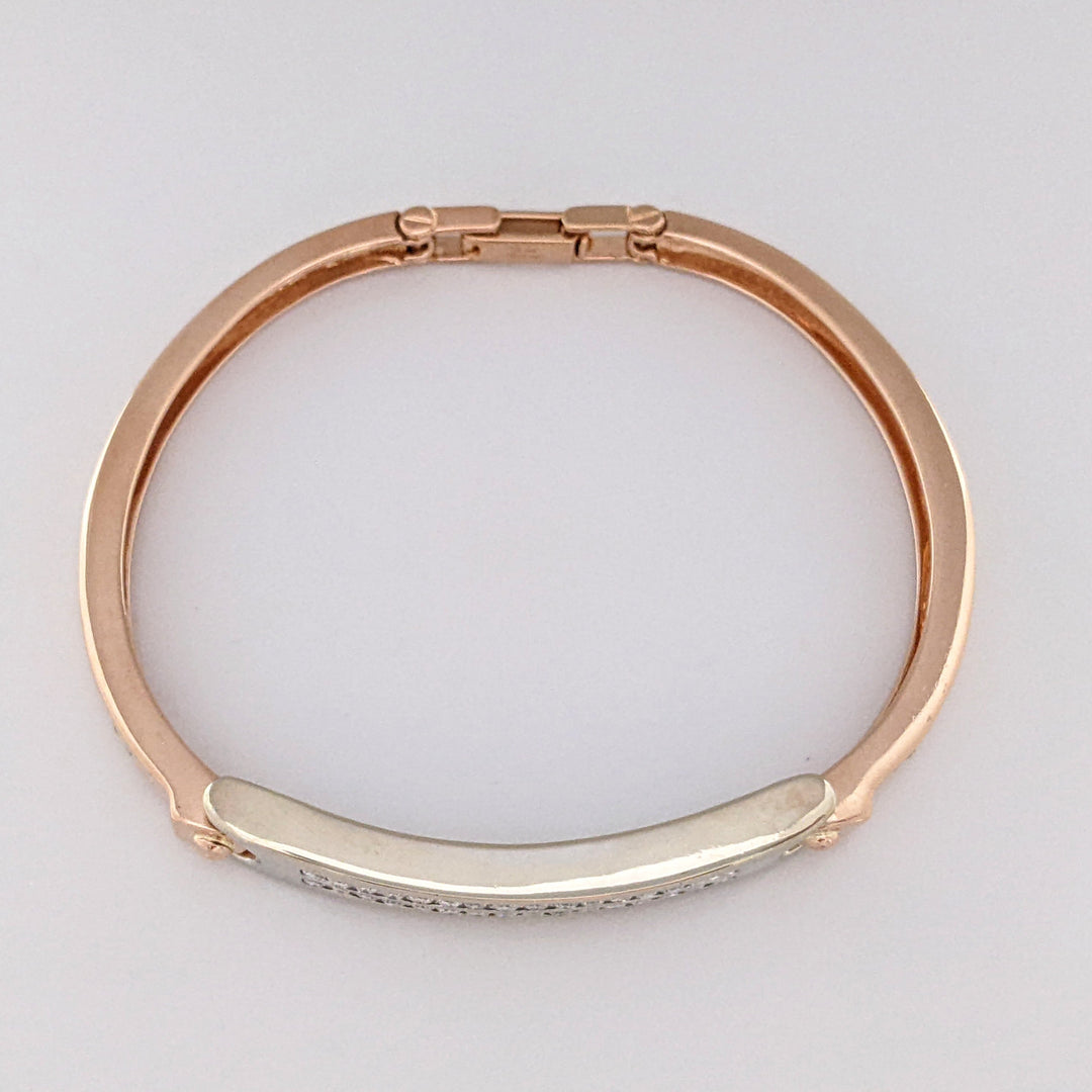 14K TWO- TONE 1.26 CARAT TOTAL WEIGHT I1 G DIAMOND ROUND (38) ESTATE CHANNEL-SET BRACELET 26.4 GRAMS