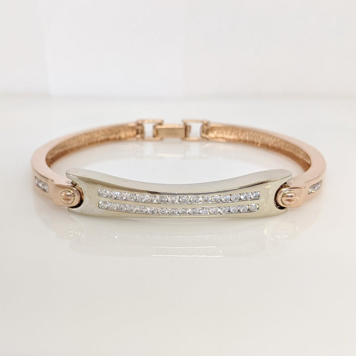 14K TWO- TONE 1.26 CARAT TOTAL WEIGHT I1 G DIAMOND ROUND (38) ESTATE CHANNEL-SET BRACELET 26.4 GRAMS