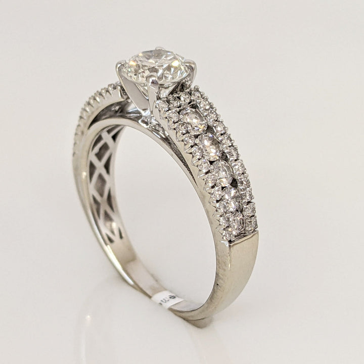 14K WHITE 1.17 CARAT TOTAL WEIGHT VS2 H DIAMOND ROUND ESTATE RING 3.5 GRAMS