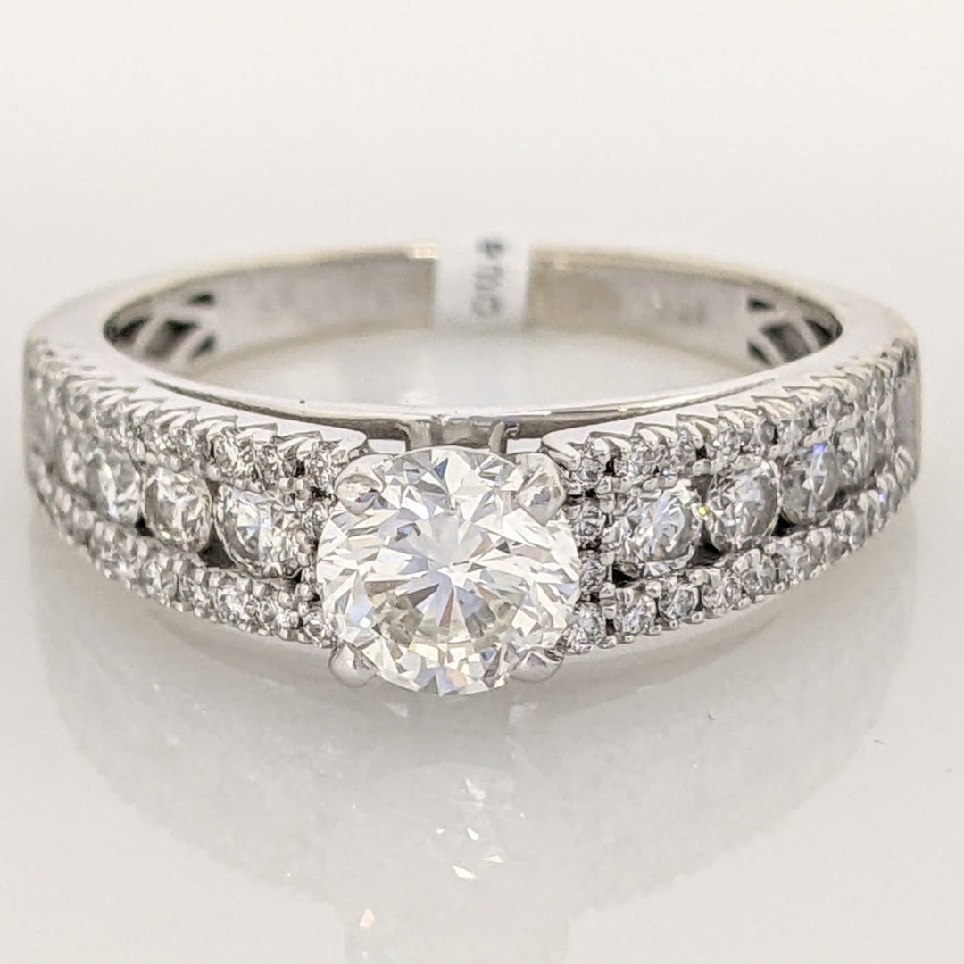 14K WHITE 1.17 CARAT TOTAL WEIGHT VS2 H DIAMOND ROUND ESTATE RING 3.5 GRAMS