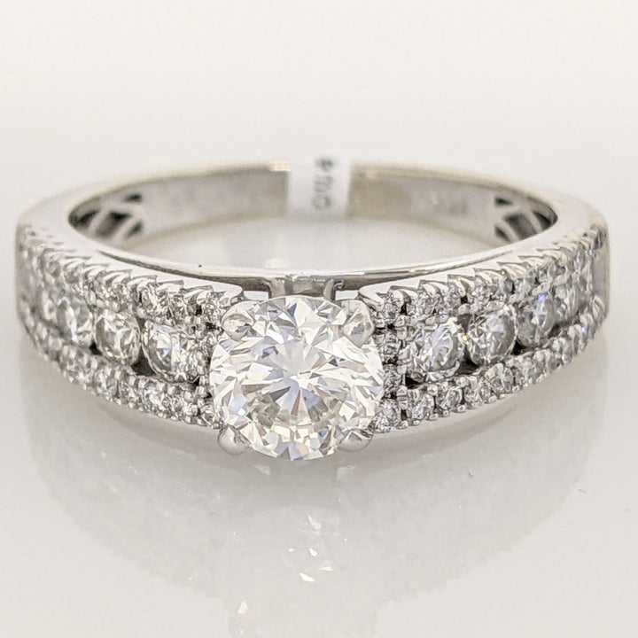 14K WHITE 1.17 CARAT TOTAL WEIGHT VS2 H DIAMOND ROUND ESTATE RING 3.5 GRAMS
