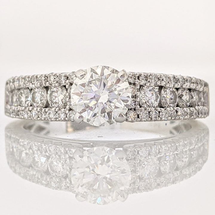 14K WHITE 1.17 CARAT TOTAL WEIGHT VS2 H DIAMOND ROUND ESTATE RING 3.5 GRAMS