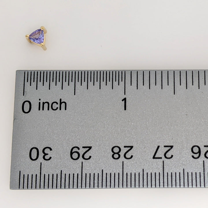 14K TANZANITE TRILLION 4MM ESTATE STUD EARRINGS 0.7 GRAMS