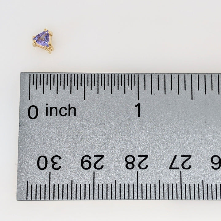 14K TANZANITE TRILLION 4MM ESTATE STUD EARRINGS 0.7 GRAMS