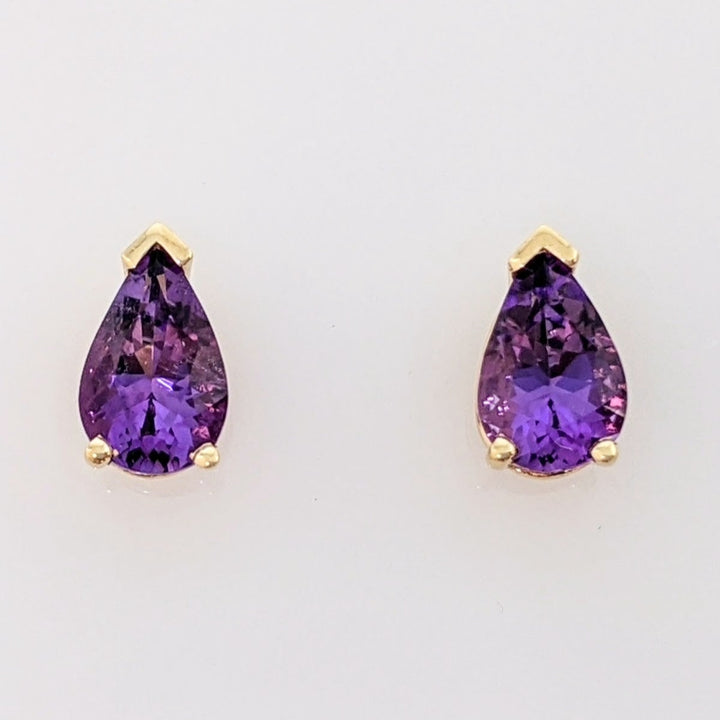 14K AMETHYST PEAR 5X8 ESTATE EARRINGS 1.2 GRAMS
