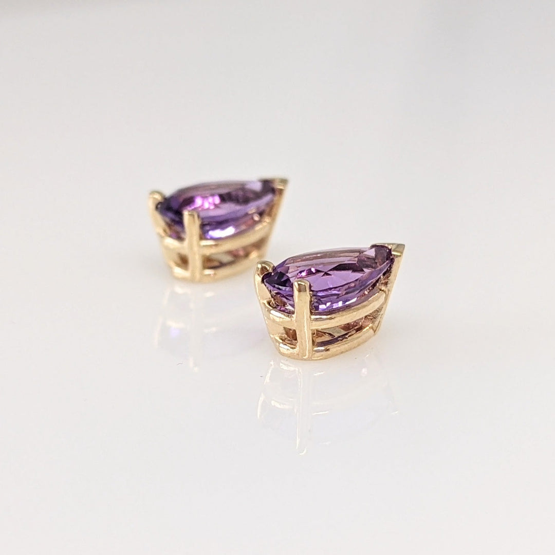 14K AMETHYST PEAR 5X8 ESTATE EARRINGS 1.2 GRAMS