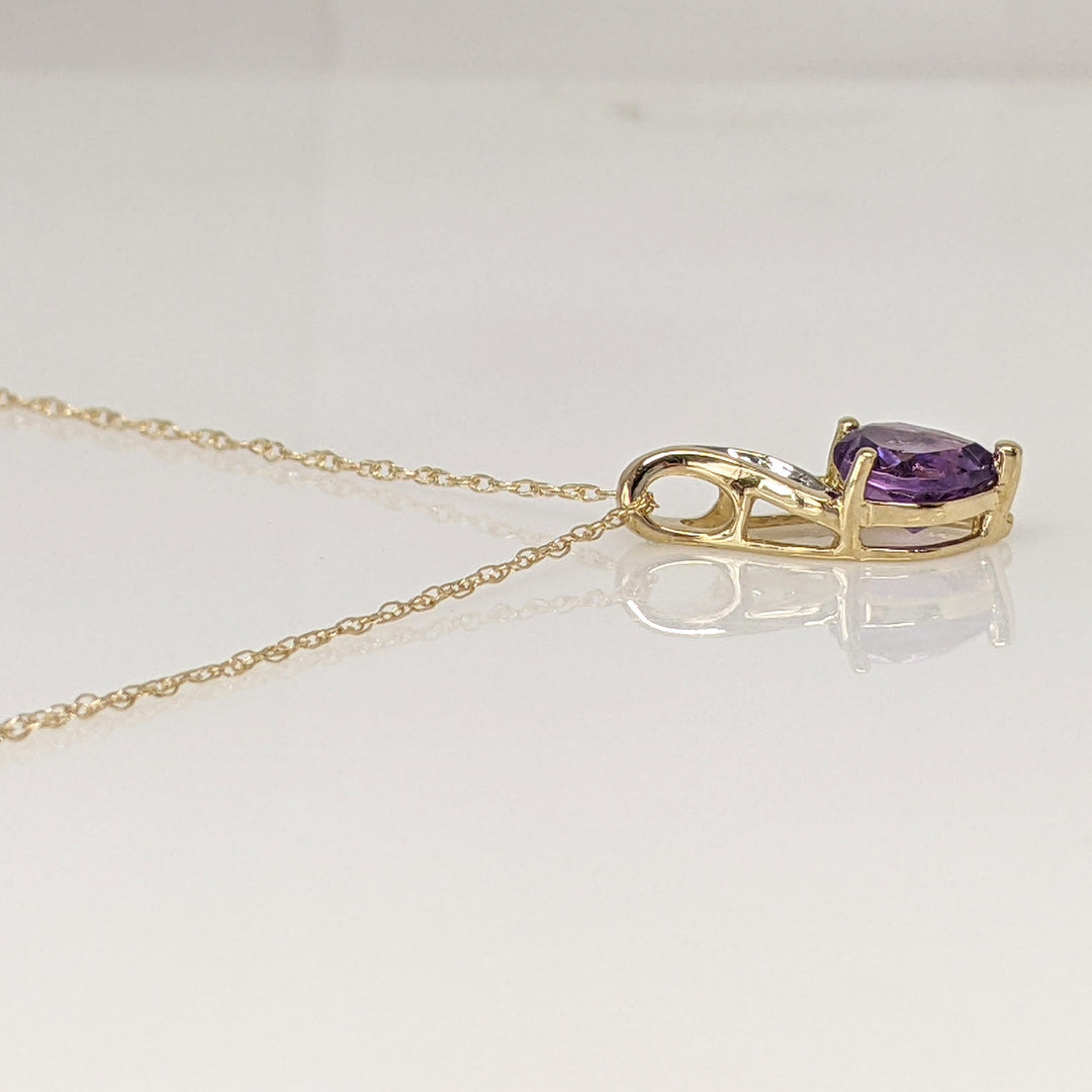 10K AMETHYST HEART 7MM WITH (2) MELEE ESTATE PENDANT & CHAIN 1.6 GRAMS
