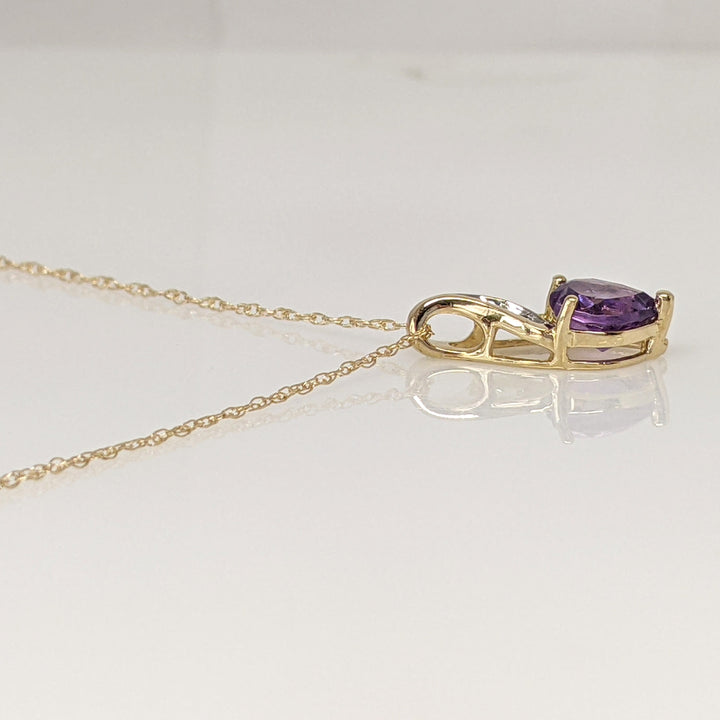 10K AMETHYST HEART 7MM WITH (2) MELEE ESTATE PENDANT & CHAIN 1.6 GRAMS