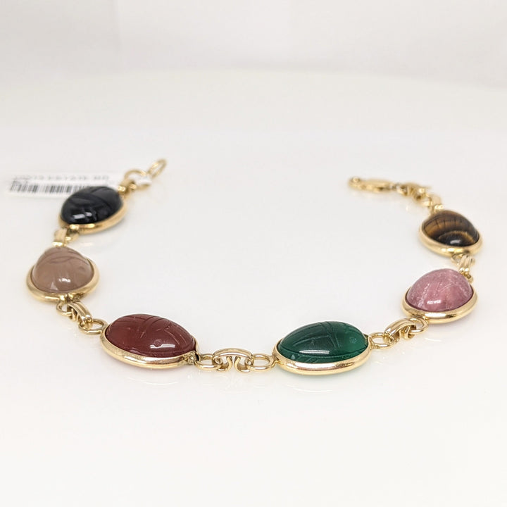 14K SCARAB OVAL (6) 10X14 ESTATE BRACELET 11.3 GRAMS