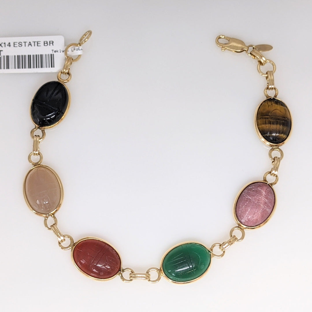 14K SCARAB OVAL (6) 10X14 ESTATE BRACELET 11.3 GRAMS