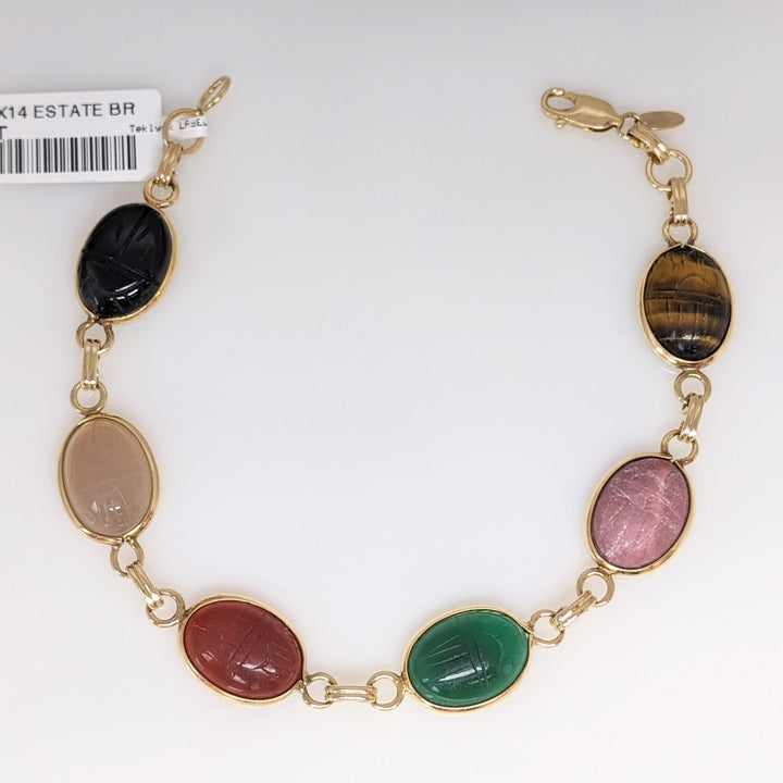 14K SCARAB OVAL (6) 10X14 ESTATE BRACELET 11.3 GRAMS