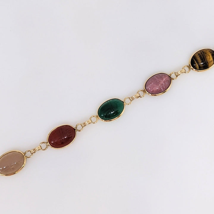 14K SCARAB OVAL (6) 10X14 ESTATE BRACELET 11.3 GRAMS