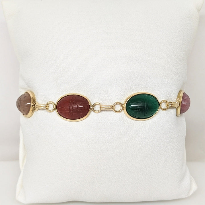 14K SCARAB OVAL (6) 10X14 ESTATE BRACELET 11.3 GRAMS