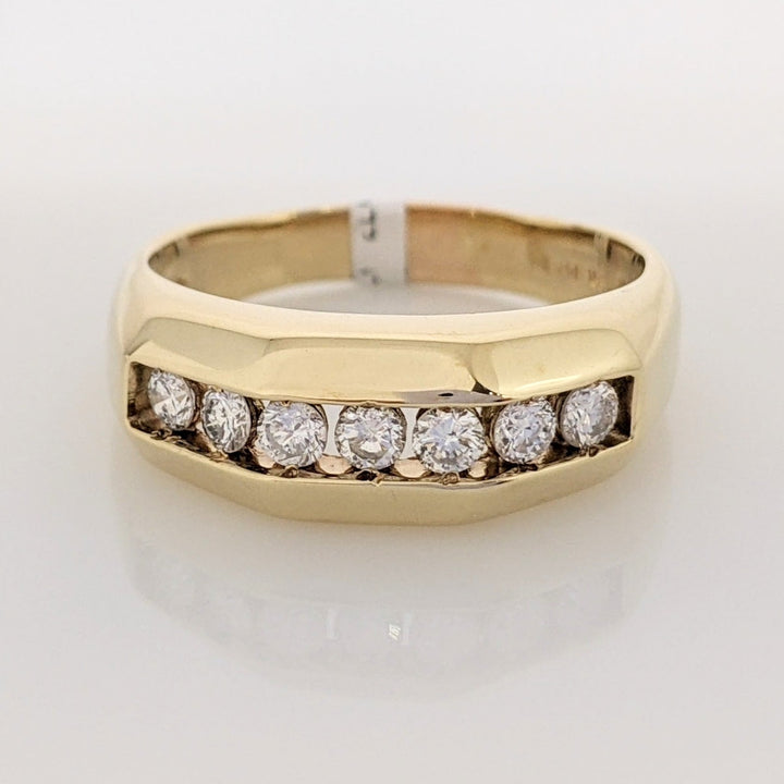 14K .49 CARAT TOTAL WEIGHT I1 J DIAMOND ROUND (7) ESATE CHANNEL SET BAND 6.4 GRAMS