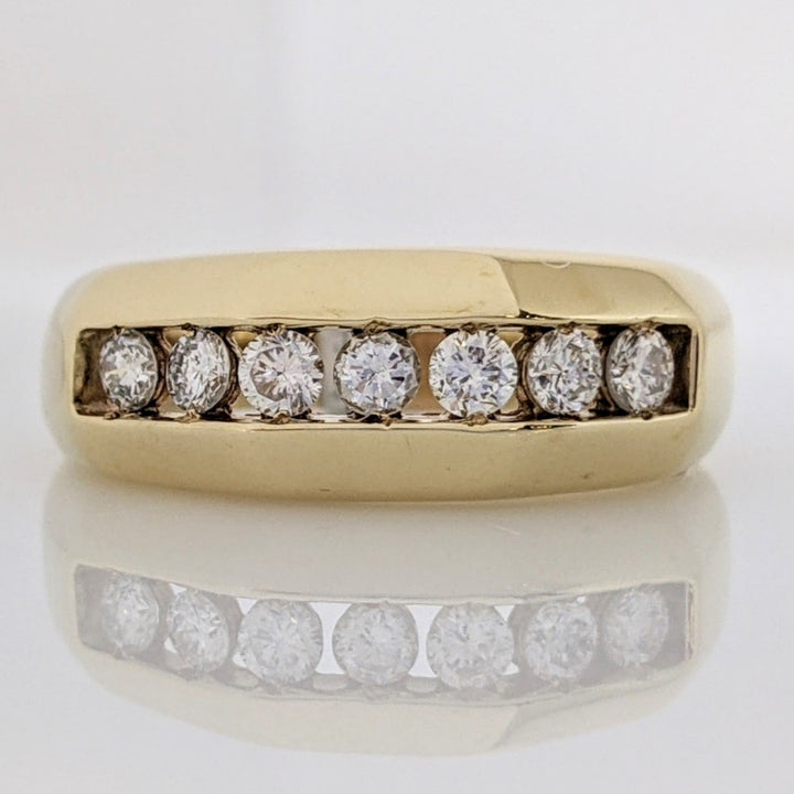 14K .49 CARAT TOTAL WEIGHT I1 J DIAMOND ROUND (7) ESATE CHANNEL SET BAND 6.4 GRAMS