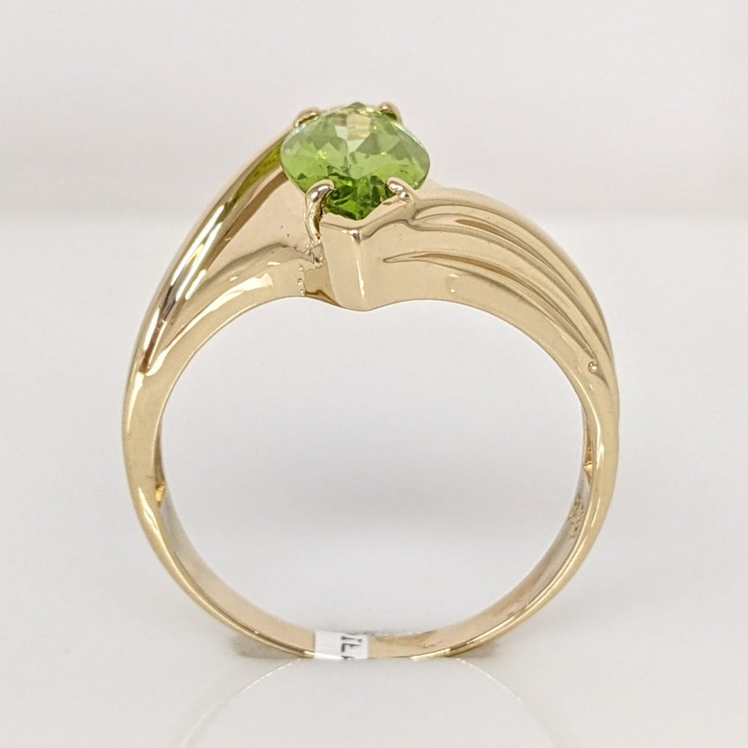 14K PERIDOT MARQUISE 6X12 BYPASS ESTATE RING 3.8 GRAMS
