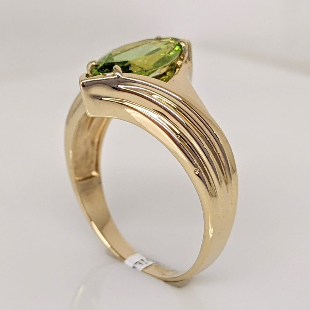 14K PERIDOT MARQUISE 6X12 BYPASS ESTATE RING 3.8 GRAMS