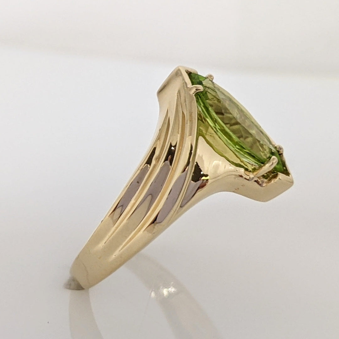 14K PERIDOT MARQUISE 6X12 BYPASS ESTATE RING 3.8 GRAMS