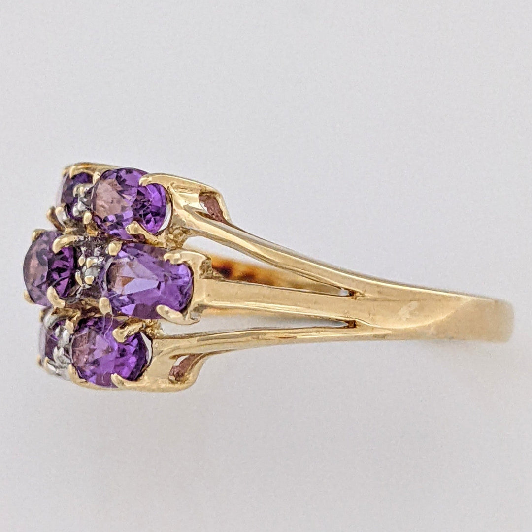 10K AMETHYST OVAL (7) 3X5 WTH (4) MELEE ESTATE RING 2.7 GRAMS