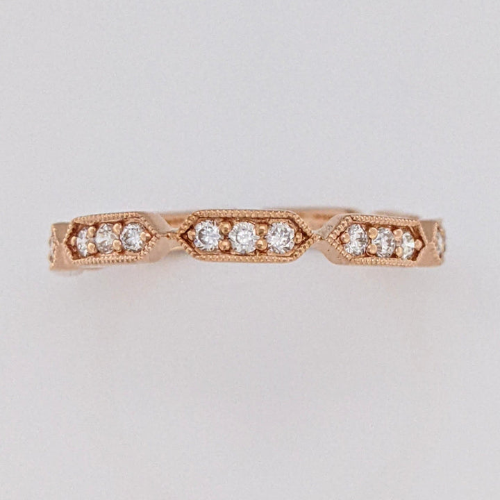 14K ROSE .24 CARAT TOTAL WEIGHT SI2 H DIAMOND ROUND (21) LINK MILGRAIN ESTATE BAND 1.6 GRAMS