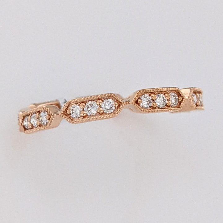 14K ROSE .24 CARAT TOTAL WEIGHT SI2 H DIAMOND ROUND (21) LINK MILGRAIN ESTATE BAND 1.6 GRAMS