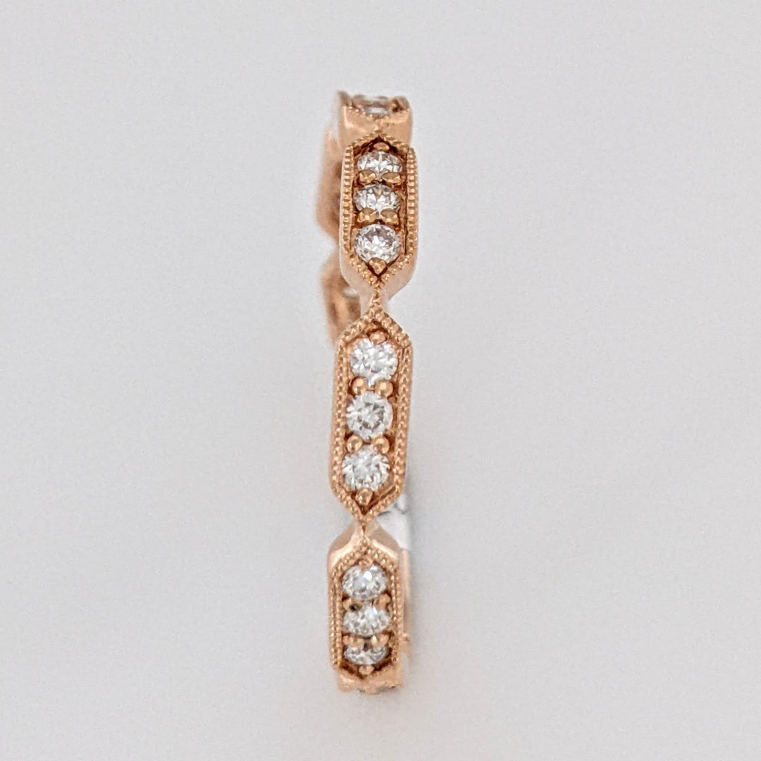 14K ROSE .24 CARAT TOTAL WEIGHT SI2 H DIAMOND ROUND (21) LINK MILGRAIN ESTATE BAND 1.6 GRAMS