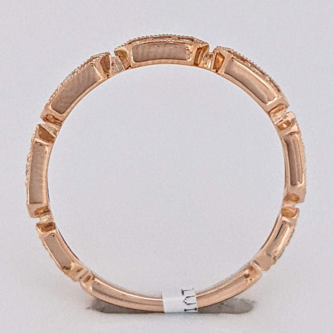 14K ROSE .24 CARAT TOTAL WEIGHT SI2 H DIAMOND ROUND (21) LINK MILGRAIN ESTATE BAND 1.6 GRAMS