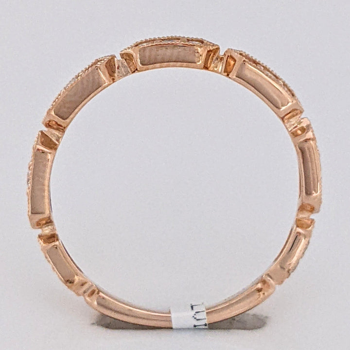 14K ROSE .24 CARAT TOTAL WEIGHT SI2 H DIAMOND ROUND (21) LINK MILGRAIN ESTATE BAND 1.6 GRAMS