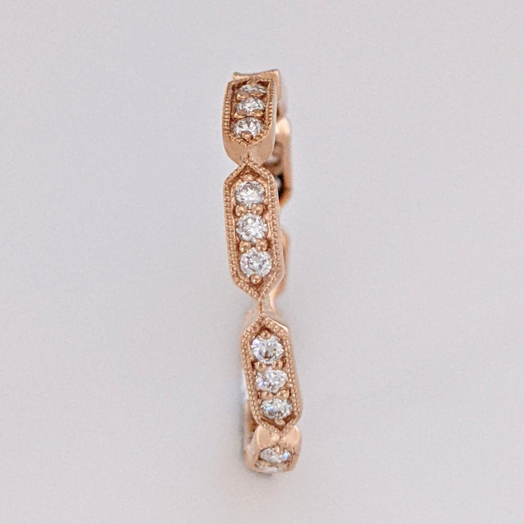 14K ROSE .24 CARAT TOTAL WEIGHT SI2 H DIAMOND ROUND (21) LINK MILGRAIN ESTATE BAND 1.6 GRAMS