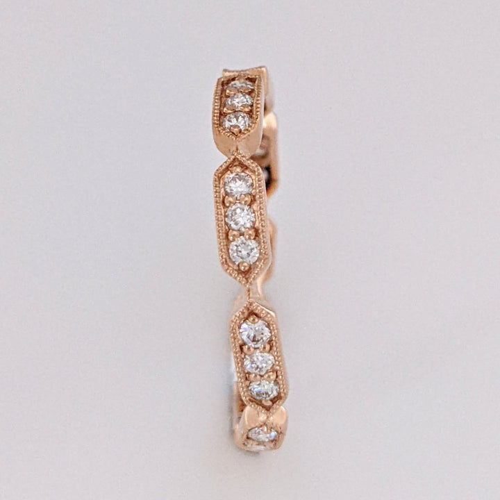 14K ROSE .24 CARAT TOTAL WEIGHT SI2 H DIAMOND ROUND (21) LINK MILGRAIN ESTATE BAND 1.6 GRAMS