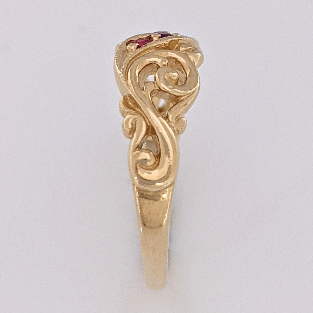 14K RUBY ROUND (3) FANCY SWIRL OPEN TOP ESTATE BAND 3.0 GRAMS