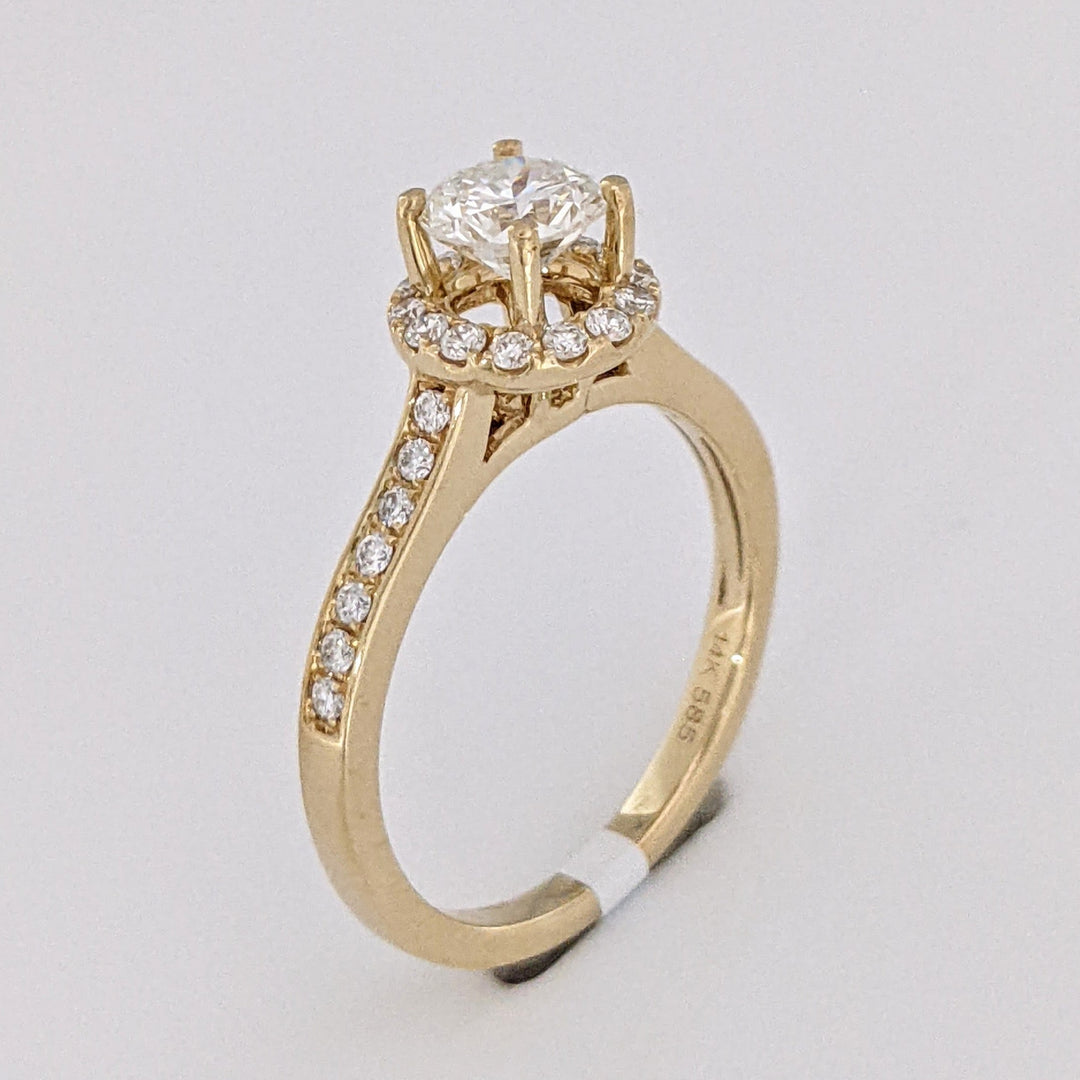 14K 1.05 CARAT TOTAL WEIGHT VS2 I DIAMOND ROUND (29) ESTATE HALO RING 3.4 GRAMS